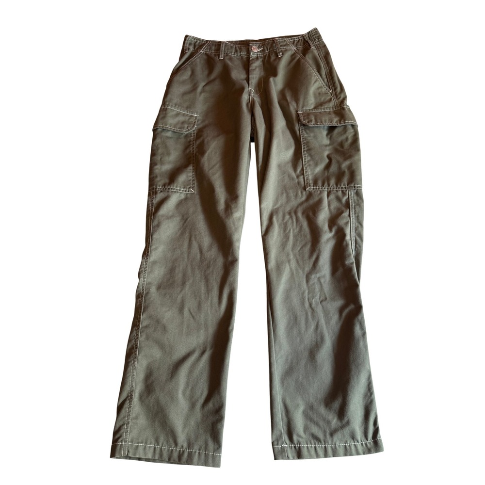 True Religion Mens Green Cargo Pants HS Outline Contrast Stitch Y2K Size 30